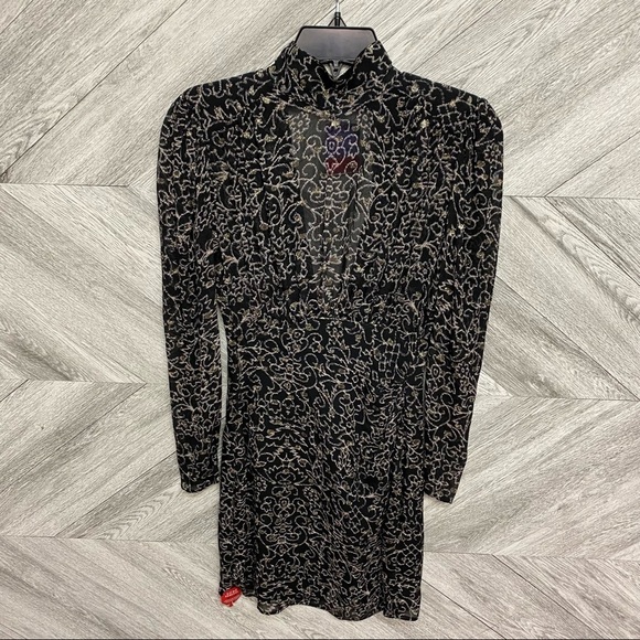 Ba&sh | Acia Metallic Embroidery Open Back Long Sleeve Dress Size 0 NEW - Picture 7 of 16